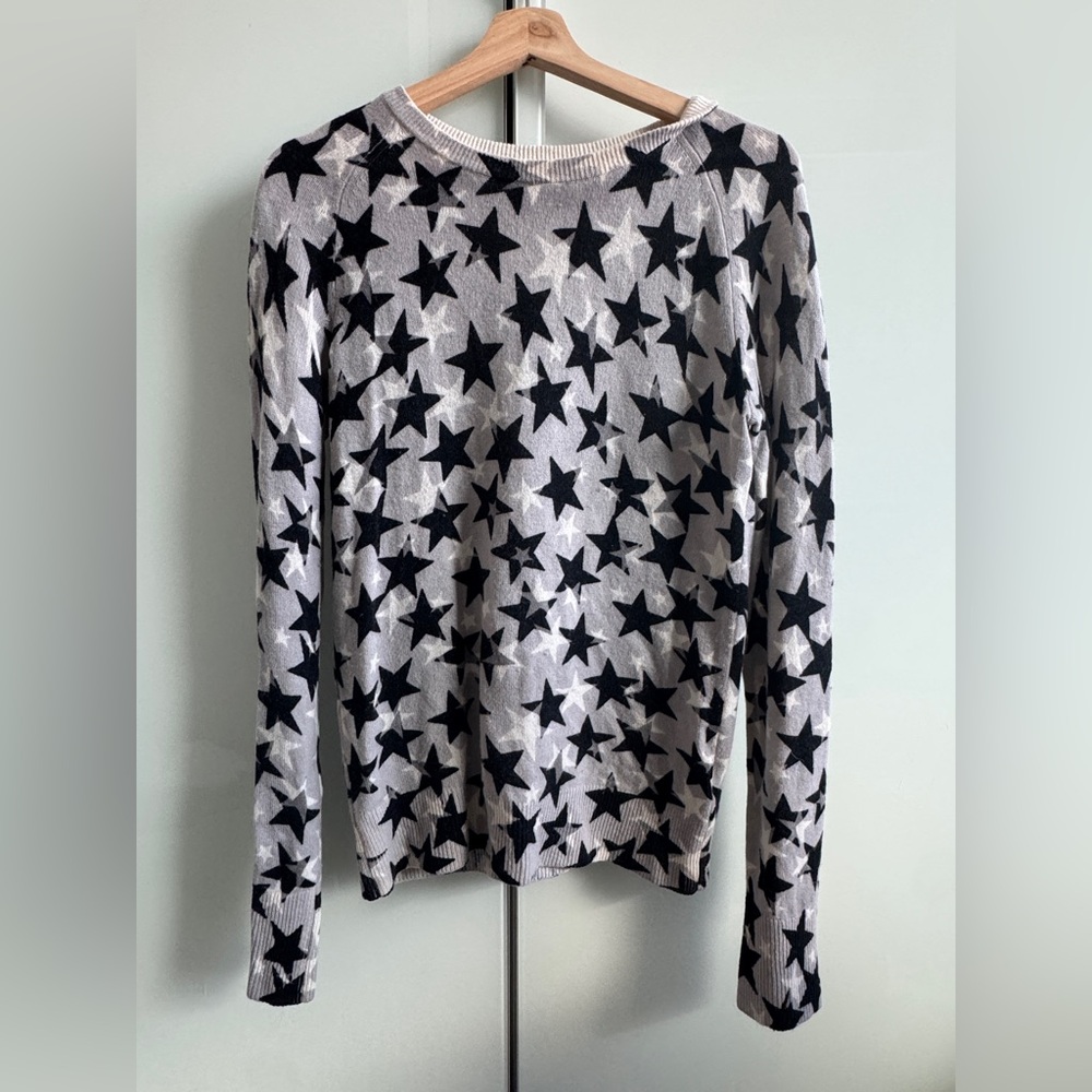Equipment Star Pattern Sweater in Gray Black and White 100% Cashmere